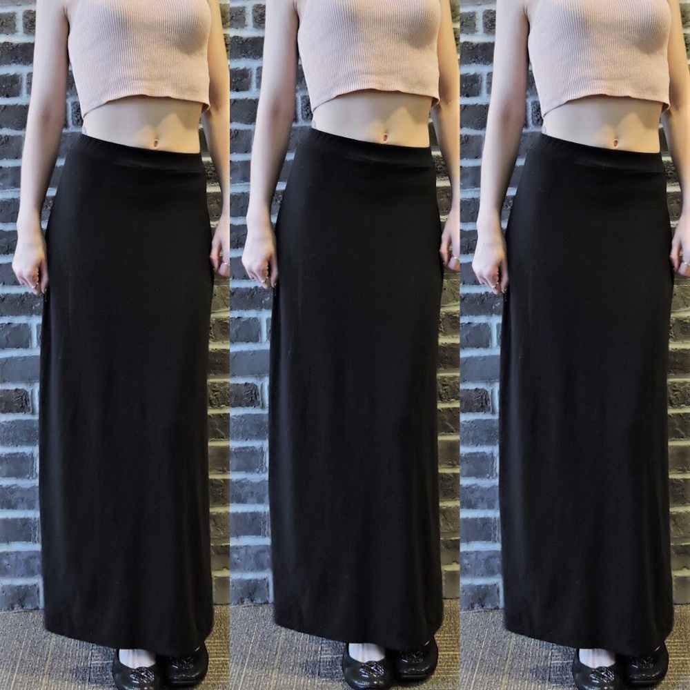 Solid black maxi skirt